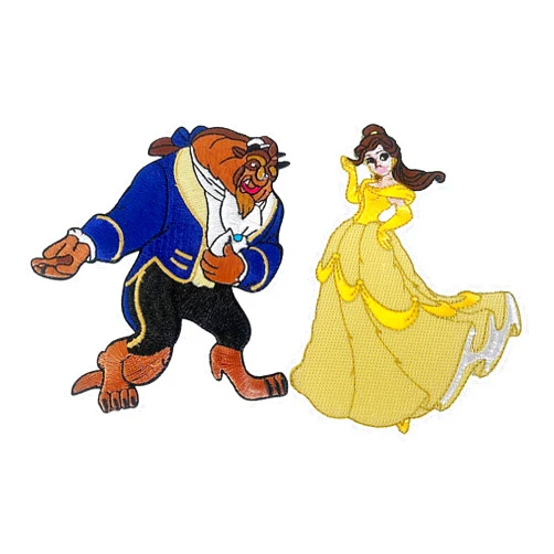 TCB Creations Beauty and The Beast Cartoon Characters 4 Inches Tall Embroidered Set of 2 Patches