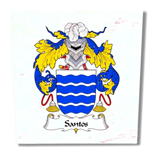 Carpe Diem Designs Santos Family Crest/Coat of Arms Ceramic Tile for Coaster, Hot Plate, Trivet or Decorative Accent