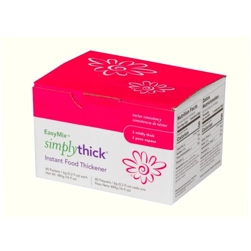 Simply Thick SimplyThick EasyMix | 80 Count of 6g Individual Packets | Gel Thickener for those with Dysphagia & Swallowing Disorders | Creates An IDDSI Level 2 – Mildly Thick (Nectar Consistency)