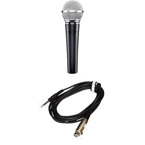 Shure SM58-LC Cardioid Dynamic Vocal Microphone + C15AHZ 15-Feet Cable with 1/4-Inch Phone Plug on Equipment End