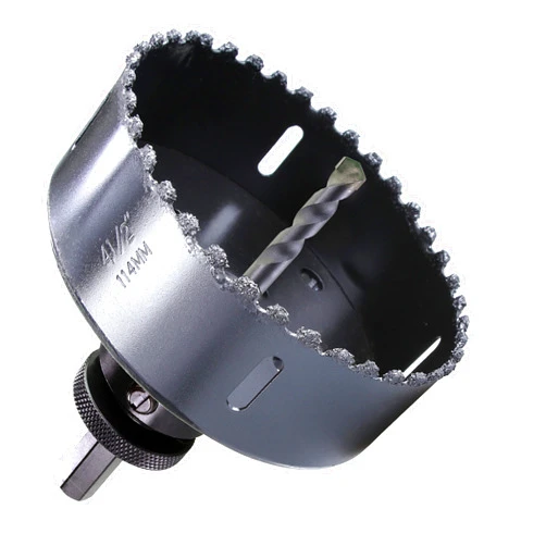 Wowsupm 4-1/2” Carbide Grit Hole Saw Cutting Air Brick Stucco Hardy Plank Drywall Cement Board with Pilot Drill Bits Up to 3X Long Life