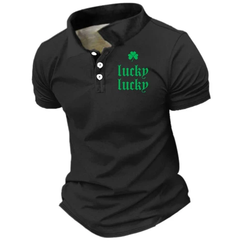 Domirica St Patricks Day Shirt for Men Trendy Irish Shamrock Green Clover Short Sleeve Button Up Shirt Tops
