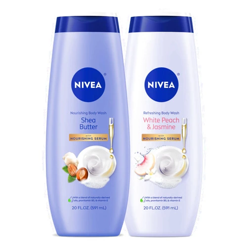 NIVEA Nourishing Shea Butter Body Wash, 20 Fl Oz Bottle Refreshing White Peach and Jasmine Scented Body Wash, 20 Fl Oz Bottle, Skin Care Set with Provitamin B5 and Vitamin E