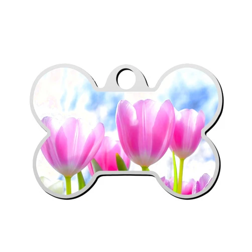 WRAGVQAT Tulip Pet ID Tags Personalized Dog Tags and Cat Tags Bone Shape Collar Pendant Custom Pet Supplies 3D Printing Name Number for Cats Puppies Tags