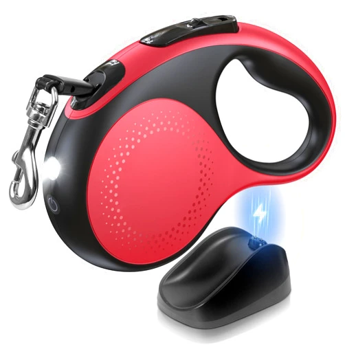 Douexio Retractable Heavy Duty Dog Leash with Led Light, Douexio 16ft Rechargeable Walking Dog Leash for Medium Large Dog Up to 110 lbs,360° Tangle-Free, One-Button Control, High Strength Hook