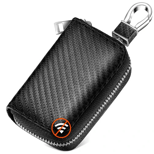 Frienda Faraday Bags for Car Key Fob Carbon Fiber Car Signal Blocking Bags Car Key Holder Zipper Bags in Black for Car Key Storage