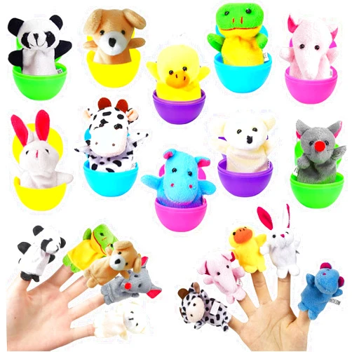 UPINLOOK 10 Pack Easter Eggs with Mini Animal Finger Puppets Plush Toys, Easter Eggs Hunt, Easter Basket Stuffers Fillers, Easter Kids Party Favors, Easter Classroom Prize Supplies