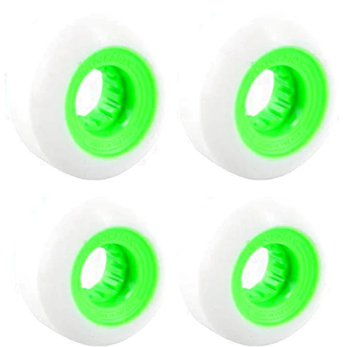 Powerflex Skateboards Gumball White/Lime Skateboard Wheels - 52mm 83b (Set of 4)