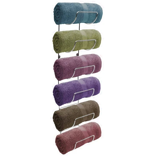 Sorbus Towel Rack Wall Mount – 6 Compartments of Silver Metal Towel Holder for Bathroom Decor Sets, Organizer for Linens, Gym, Rv, Door, Cabinet - Wine Rack Wall Mounted for Kitchen, Bar, Wine Cellar