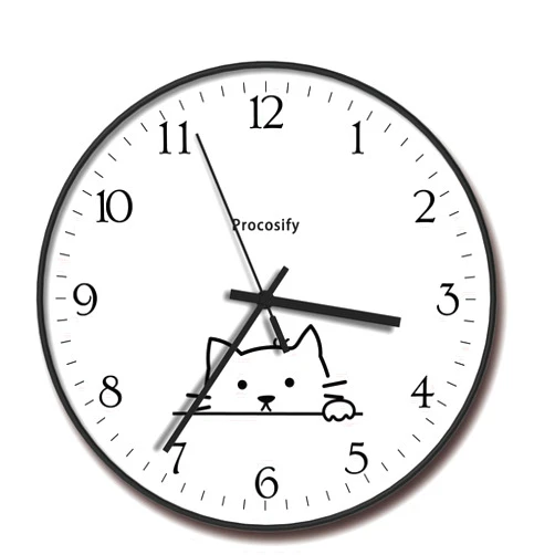 Procosify 8 inch Plastic Wall Clock Battery Operated, Decorative Round Clock, White Cat