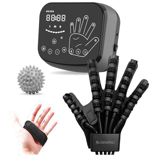 CANNABMALL Rehabilitation Robot Gloves,Hemiplegia Hand Stroke Recovery Equipment,Adjustable Strength,Rechargeable Finger Rehab Training Device for Hemiplegia Arthritis Dysfunction Recovery Grey RL