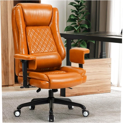 YAMASORO Ergonomic Office Chairs Comfortable Executive Desk Chair with Adjustable Armrests,Seat,Tilt and 3D Lumbar Support Oil-Waxed Leather, Camel Upgraded