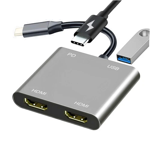 Mindorlen USB C to Dual HDMI Adapter for Monitor, USBC Laptop Docking Station Dual Monitor Dongle MacBook, USB-C Hub Powered Mac, USB 3.0 to USB C Adapter Cable with Fast Charging Chromebook, Type C Dock