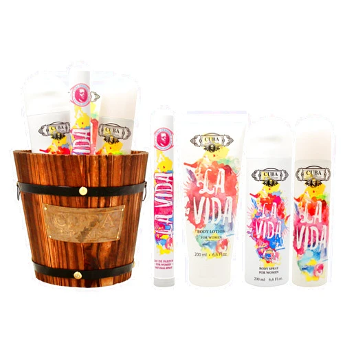 Cuba La Vida for Women - 4 Pc Gift Set 3.3oz EDP Spray, 1.17oz EDP Spray, 6.6oz Body Spray, 6.6oz Body Lotion