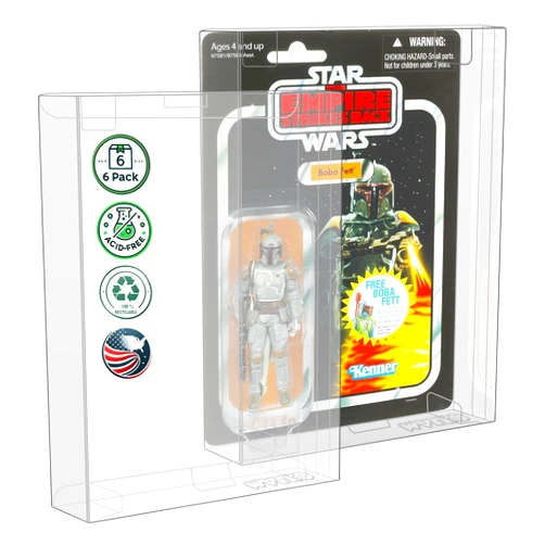 MALKO 6 Pack Protector Display Case for Carded 3.75 Inch Action Figures | Compatible with: Star Wars | Marvel | G.I Joe | 0.5 MM Thick Plastic