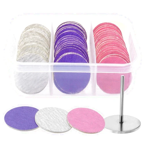 Mesee 60Pcs Sanding Paper Discs for Pedicure 25mm Foot Grinder Sandpaper Replacement Self-Adhesive Foot File Sandpaper Disk Pad with Metal Nail Drill Bit for Manicure Pedicure Dead Skin Callus Removal