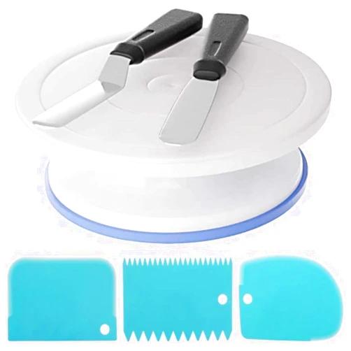 AISARCH 11 Inch Non-Stick Cake Turntable Cake Stand with 2 Icing Spatula and 3 Icing Smoother, Revolving Cake Stand for Decorating,Cake Decorating Supplies (11inch)