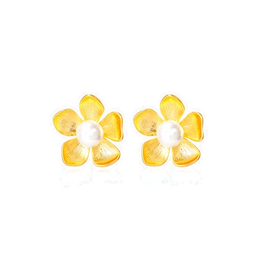 Xeyai Pearl Flower Earrings for Women Trendy,Dainty Pearl Earrings Gold Plated Cute Flower Earrings Hypoallergenic Pearl Stud Earrings for Women Gold Wedding Jewelry Gifts