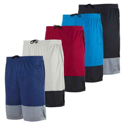 Real Essentials 5 Pack: Men's Mesh Athletic Basketball Shorts Quick Dry Activewear with Pockets