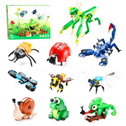 BNG Insects Collection Building Set for Kids, 10 Packs Bug Building Blocks, Animals Insect Bug Toys, Party Favors Ideal Gift for Boys Girls
