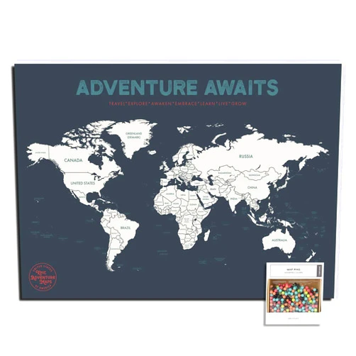 Epic Adventure Maps Push Pin World Map Poster 24