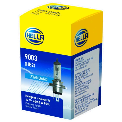 HELLA 9003 Standard Halogen Bulb, 12 V, 60/55W, Clear, Standard - 60/55W