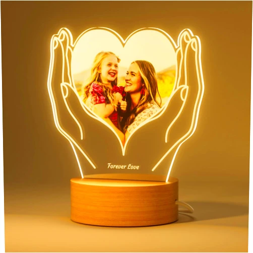 Bemaystar Customized Memorial Night Light with Picture Frame, Personalized Gifts for Mothers Birthday Thanksgiving Valentines