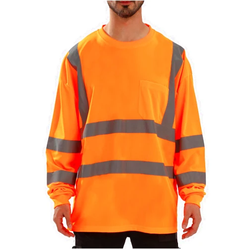SRsafety High Visibility Men's Shirt - High Visibility Reflective Men's T Shirt with Pockets Men's Workwear
