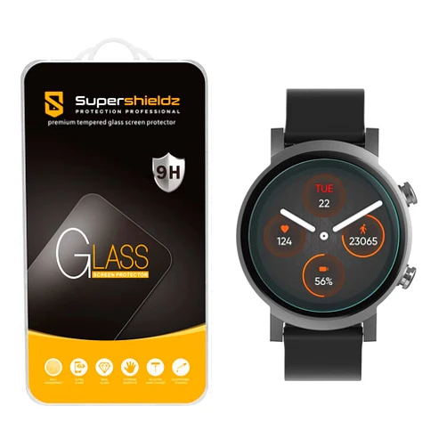 Supershieldz (2 Pack) Designed for Ticwatch E3 Tempered Glass Screen Protector, Anti Scratch, Bubble Free