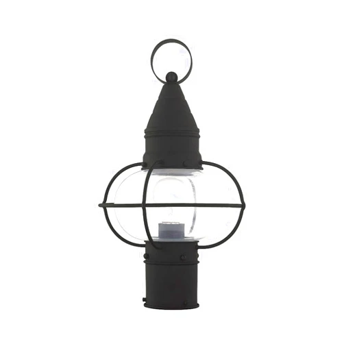 Livex 26902-04 Transitional One Light Outdoor Post-Top Lanterm from Newburyport Collection in Black Finish