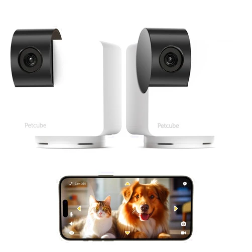 Petcube Cam 360 The Pack of 2 Camera | Ultimate Interactive WiFi Pet and Home Security Pan-Tilt Camera with Phone App, 1080p HD Video, 360° Rotation, Night Vision, Smart Alerts for Home Surveillance