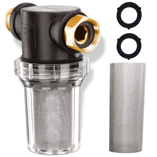 Twinkle Star Hose Filter Attachment Line Water Hose Filter with 100 Mesh and 40 Mesh Screen, 2Pcs O-Ring, Garden Hose Filter Pressure Washer Inlet for RV Camping Car Wash Water Hose