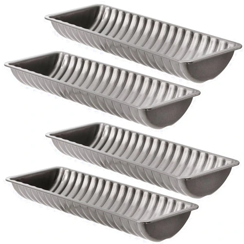 Peohud 4 Pack Almond Cake Pans, Non-Stick Bread Loaf Pan, Carbon Steel Scandinavian Swedish Norwegian Almond Cake Baking Pan, 12.3 x 4.8 x 1.8 Inches