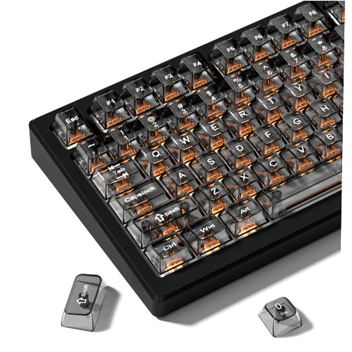 dagaladoo Black Clear Keyboard keycaps,Transparent keycaps 60 75 100 Percent,Crystal Jelly Key Cap Set,Shine Through Key caps.,Cherry Profile Key caps for Mx Switches Mechanical Keyboard