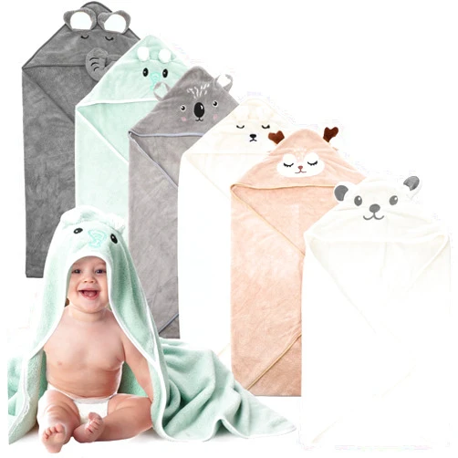 SmoothNovelty 6 Pack Baby Bath Towels Set 31.5 x 31.5 Inch Baby Hooded Towel Coral Fleece Soft Absorbent Toddler Hooded Bath Blanket for Newborn Boy Girl Shower Kids Infant Gift Supplies, 6 Styles