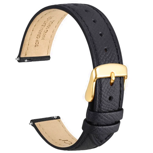 WOCCI Grace Watch Bands, Top Grain Leather, Quick Release Replacement Straps, Stainless Steel Buckle, Band Width 12mm 13mm 14mm 15mm 16mm 18mm 20mm