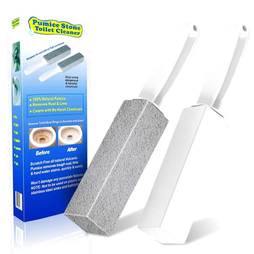 Laiyeoy Toilet Bowl Cleaner Pumice Stone -Hard Water Stain Remover with Ergonomic Handle, Powerfully Removes Toilet Bowl Rings，Rust &Lime，Ideal for Toilet Brush/BBQ Grills/Sink/Pool/Bathroom【2Pack】