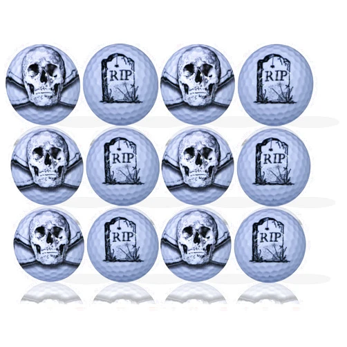 GBM GOLF BALL MANUFACTURERS Skull RIP Golf Balls 12-Pack: Elevate Your Game with Bold Style - Unleash The Power of Skull Designs on The Greens with These Eye-Catching Golf Balls!