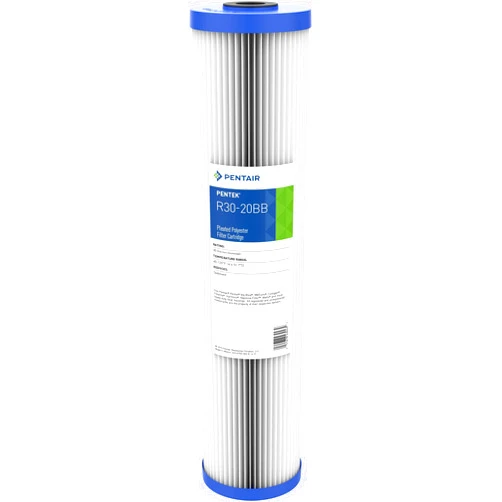 Pentek Pentair Pentek R30-20BB Big Blue Sediment Water Filter, Whole House Pleated Polyester Filter Cartridge, 20