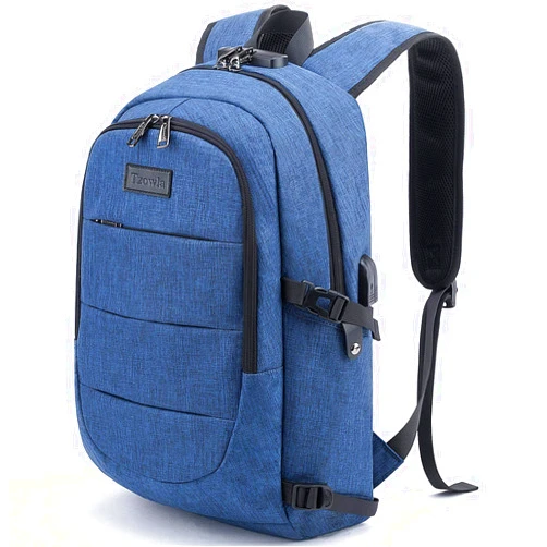 Tzowla Business Laptop Backpack Anti-Theft Backpack with USB Charging Port and Lock 15.6 Inch Computer Backpacks for Women Men, Casual Hiking Travel Daypack (Blue)