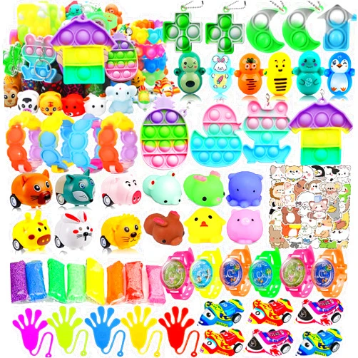 Mctuoba 120 Pcs Party Favors for Kids,Mini Fast Push Game,Pop Fidget Treasure Box Toys for Classroom,Pinata Filler,Goodie Bag Stuffers,Treasure Chest Carnival Prizes,Small Bulk Toys for Boys Girls 4-8-12