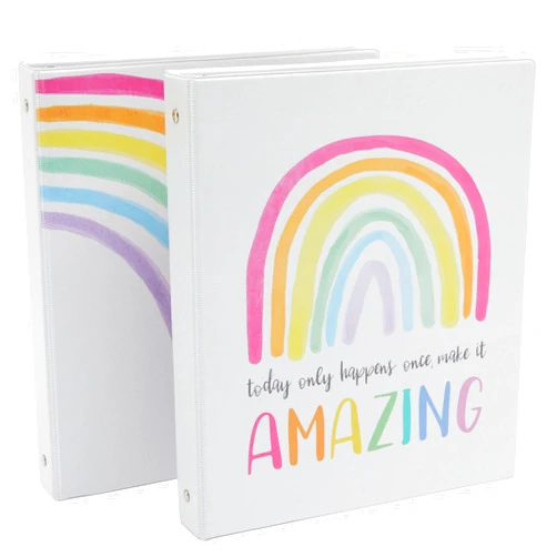 Paper Junkie Rainbow 3 Ring Binder, 1inch Round Rings and 175 Sheet Capacity (Watercolor) - Pack of 2