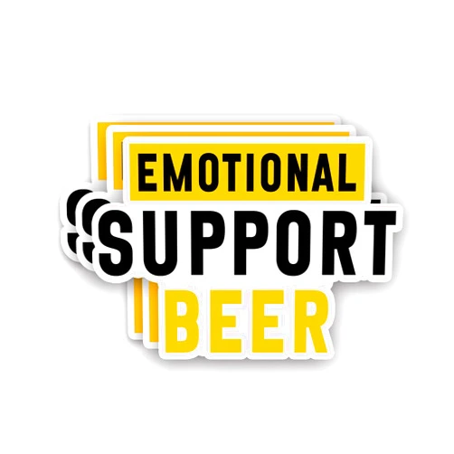 VIEDECA (3Pcs) Emotional Support Beer Sticker Funny Sarcastic Sayings Humorous Beer Drinking Lover Vinyl Decal for Tumbler Laptop Kindle Water Bottles Books Phone - Size 3x2.1 Inches