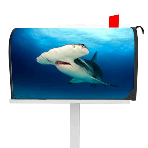 Sertiony 21X18 Inch Magnetic Mailbox Covers Hammerhead Shark Great Bahamas Bimini Diving Ocean Waterproof Mailbox Covers for Yard