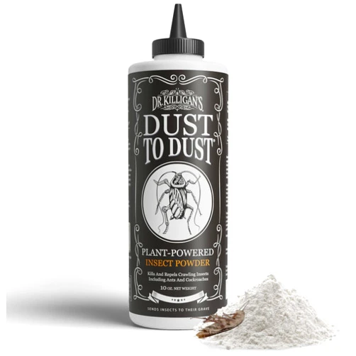 Dr. Killigan's Dust to Dust Insect Powder - Plant-Powered Diatomaceous Earth Alternative - Insect Killer for Indoor & Outdoor Use - Residual Formula Protects up to 6 Months (10 oz)