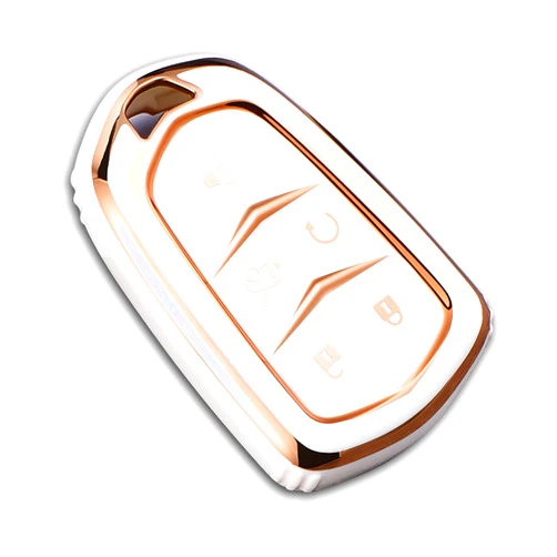 Cacacar for Cadillac Key Fob Cover, Premium Soft TPU Full Protection Key Fob Case for Cadillac Escalade ATS CTS STS SRX XT5 CT6 Smart Key Cover,Ivory