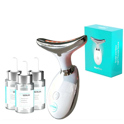 My Derma Dream MyoGlow LED Neck Massager & 90-Day Niacinamide Serum
