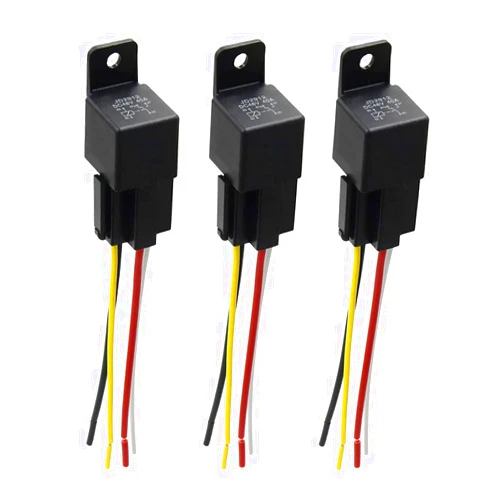 Gorniloxam 40 Amp 48V DC SPST Relay Socket - Waterproof 4 Pin Relay Harness (wiress) Plug, Replaces Type: JD-2912 (3pcs) Relay Socket