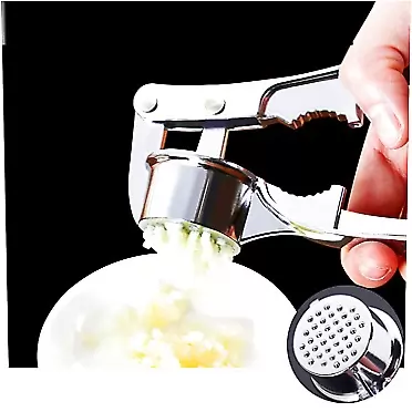 Neige Professional Garlic Press with Easy-Squeeze Ergonomic Handle, Sturdy Design Extracts More Garlic Paste, Garlic Crusher for Nuts & Seeds, Professional Garlic Mincer & Ginger Press, Easy Clean Silver