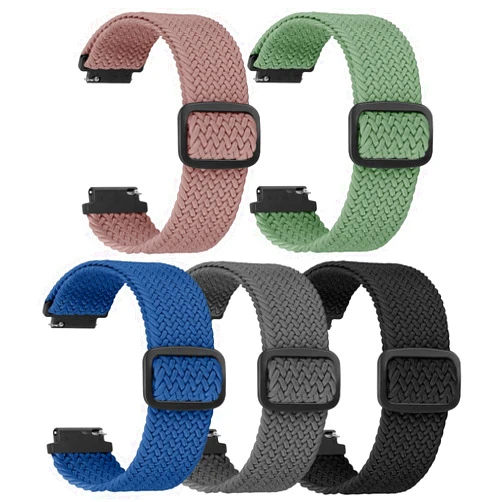 GLMDKAI 5 Pack 18mm Braided Stretchy Adjustable Straps Compatible for Fossil Women's Gen 5E 42mm / Gen 6 42mm,Soft Quick Release Wristband Loop Elastic for Fossil Venture Gen 4 HR/Gen 3 Women Men
